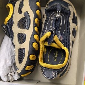 Stride Rite Navy and Yellow Kids' Sneakers Size6.5M